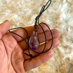 Wrapped amethyst stone pendant necklace